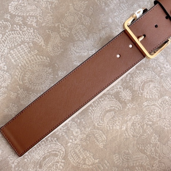 Brand New Michael Kors Genuine Leather Wide Strap Belt Elastic Stretch Cognac main image 6
